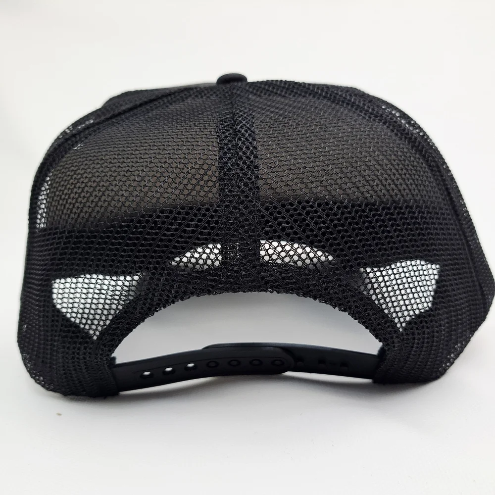Black Flag Foam Mesh Snapback Trucker Hat Cap Black HTV application